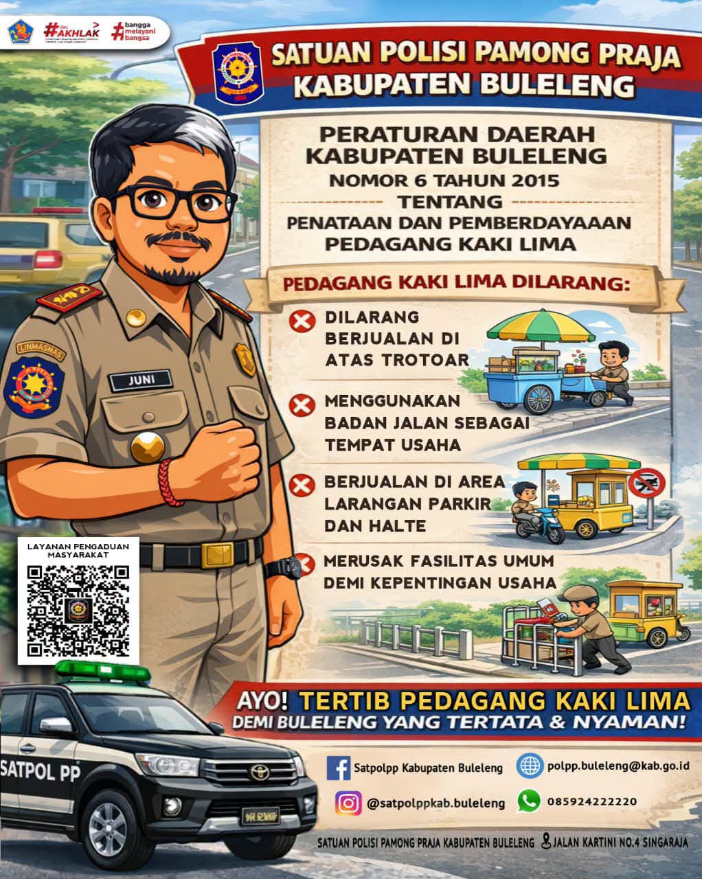 Pemberitahuan Tentang Peraturan Daerah Kabupaten Buleleng Nomor 6 Tahun 2015 Tentang Penataan dan Pemberdayaan Pedagang Kaki Lima.