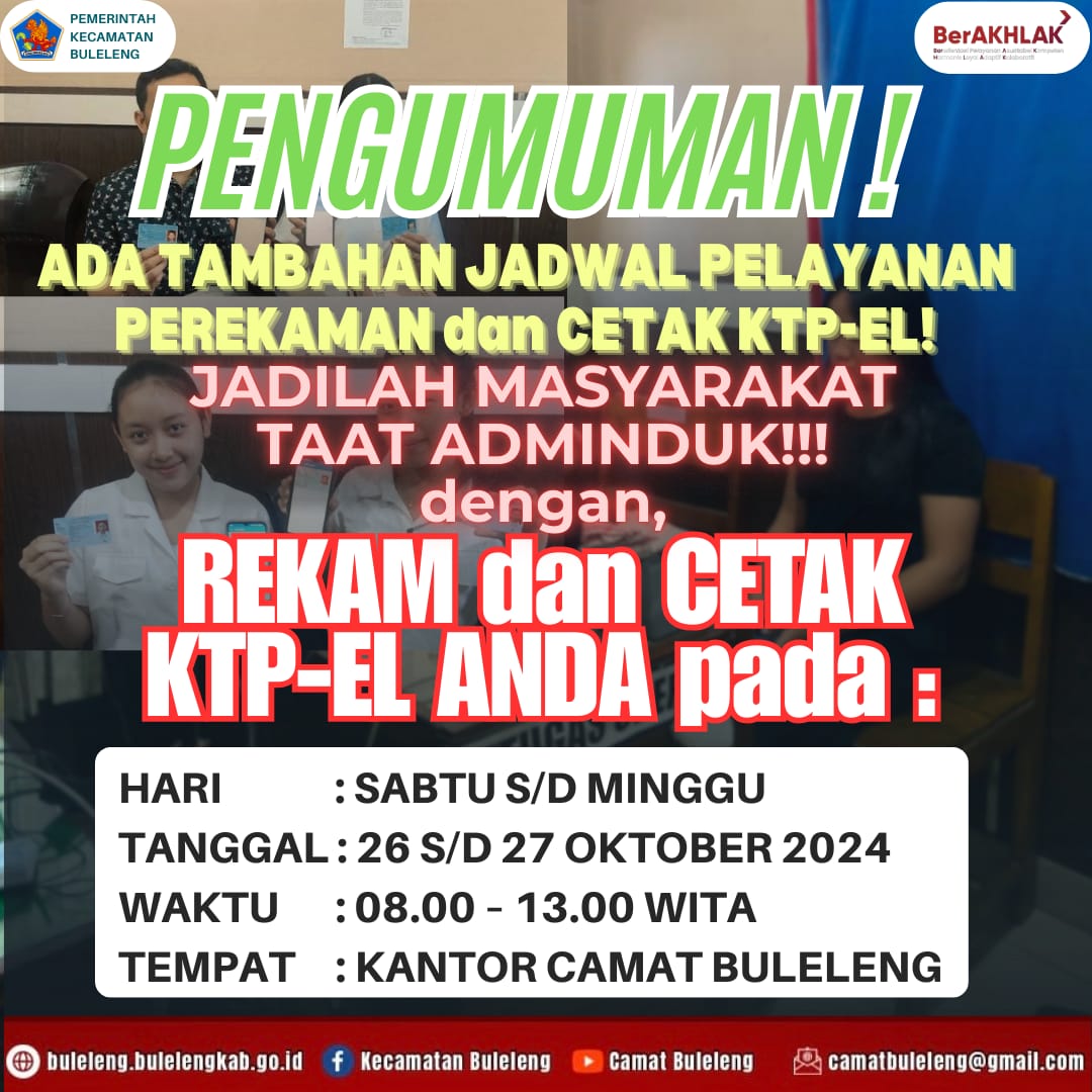 Pelayanan Perekaman KTP-el di Kantor Camat Buleleng