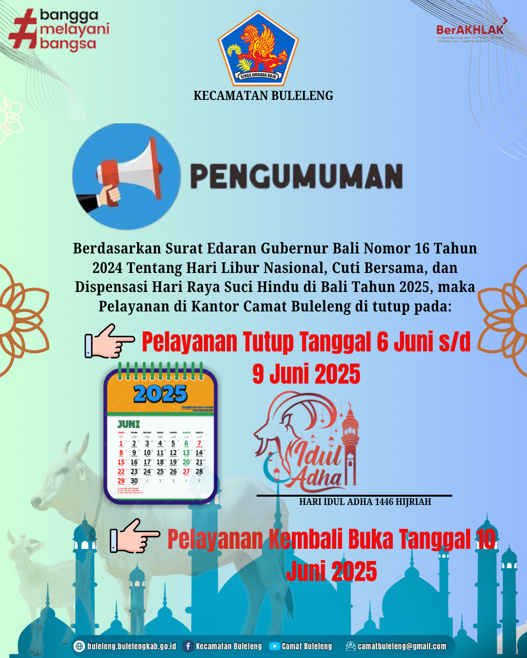 PENGUMUMAN LIBUR IDUL ADHA
