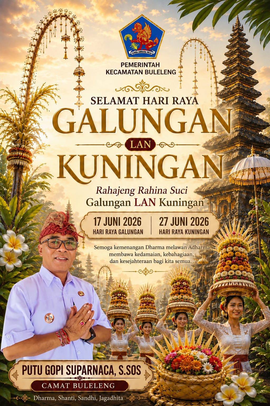 Pemerintah Kecamatan Buleleng mengucapkan Selamat Hari Raya Galungan & Kuningan