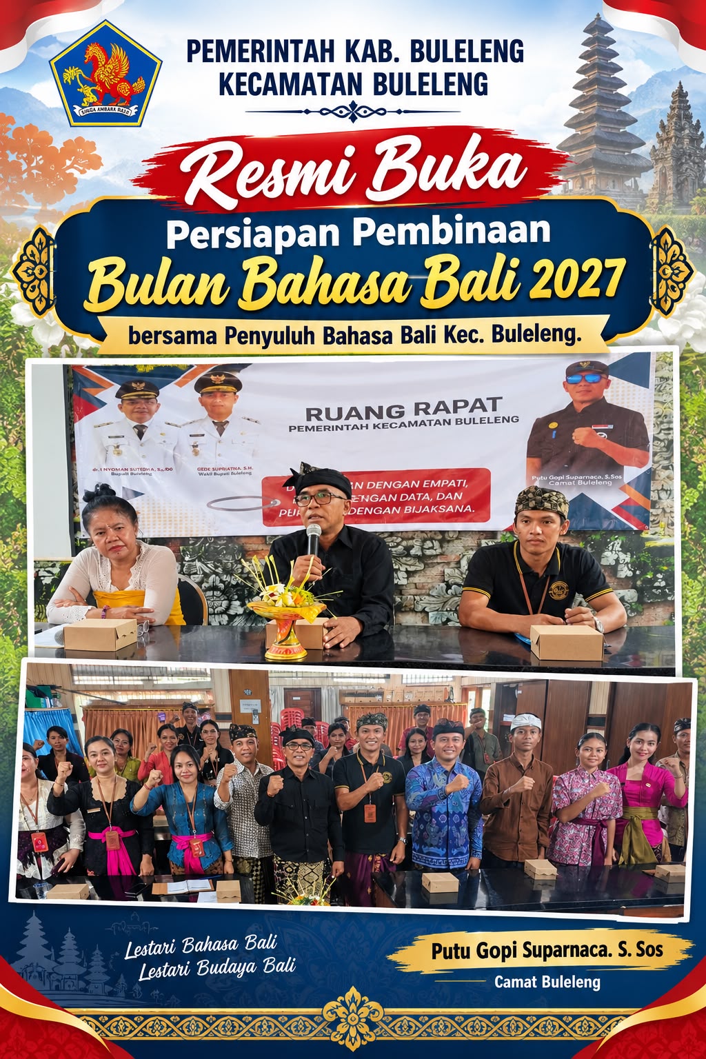 Camat Buleleng Resmi Buka Persiapan Pembinaan Bulan Bahasa Bali 2027